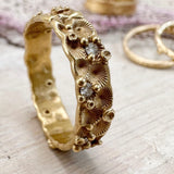 Encrusted Band with Barnacles and White Diamonds in 18k Yellow Gold