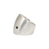 Round Cuba Ring with Black Sapphire in Silver