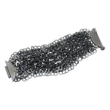 Round Fringe Bracelet with Diamonds in Oxidized Silver