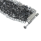 Round Fringe Bracelet with Diamonds in Oxidized Silver