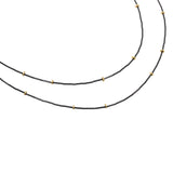 Gold Droplets Necklace in Oxidized Silver and 18k Gold