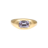 Lavender Grey Cushion Cut Spinel Ring in 14k Gold