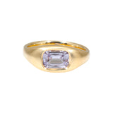 Lavender Grey Cushion Cut Spinel Ring in 14k Gold
