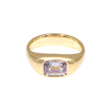 Lavender Grey Cushion Cut Spinel Ring in 14k Gold
