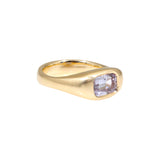 Lavender Grey Cushion Cut Spinel Ring in 14k Gold