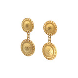 Patterned Circles Post Dangle Earrings in 22k Gold