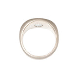 Rose Cut Oval Diamond and Salt and Pepper Diamonds Pave Signet Ring in 14k Palladium White Gold