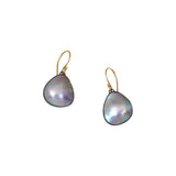 Medium Earrings with Mabe Pearls in Oxidized Silver and 14k Yellow Gold