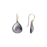 Medium Earrings with Mabe Pearls in Oxidized Silver and 14k Yellow Gold