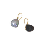 Medium Earrings with Mabe Pearls in Oxidized Silver and 14k Yellow Gold