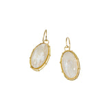 White Plume Agate Earrings in 22k and 18k Gold