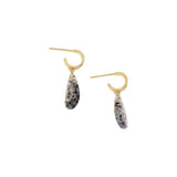 Teardrop Montana Agate Huggie Hoop Earrings in 18k Gold