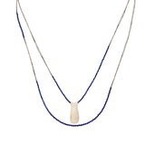 Lapis and Moonstone Bead Necklace with Carved Antler Pendant