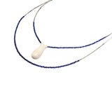 Lapis and Moonstone Bead Necklace with Carved Antler Pendant