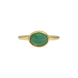Rose Cut Emerald Solitaire Ring in 18k Gold