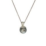 Light Grey Tahitian Pearl Pendant with Sculptural Bail in Brushed Silver