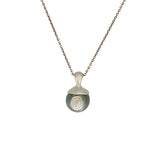 Light Grey Tahitian Pearl Pendant with Sculptural Bail in Brushed Silver