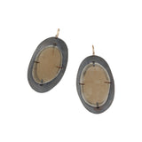 Mica Oval Window Earrings in Oxidized Silver