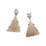 Opal Druzy Earrings with Mica Triangles