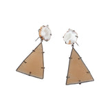 Large White Geode Earrings with Mica Triangles