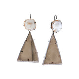 Large White Geode Earrings with Mica Triangles