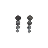 Hammered Post Dangle Earrings in Oxidized Silver and 10k White Gold
