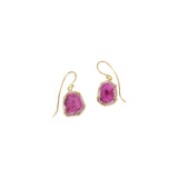Chatham Ruby Dangle Earrings in 18k Gold