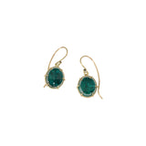 Dioptase Cabochon Earrings in 18k Gold