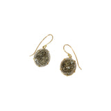 Pyrite Druzy Earrings in 18k Gold