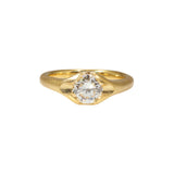 Custom 22k Scooped Prong Band Ring with Client's Diamond