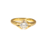 Custom 22k Scooped Prong Band Ring with Client's Diamond