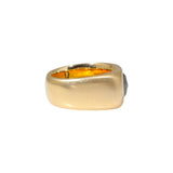 Wide Band Ring with Oval Rosecut Salt and Pepper Diamond in 14k Gold