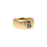Wide Band Ring with Oval Rosecut Salt and Pepper Diamond in 14k Gold