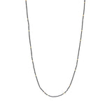 Matte Hematite and Brass Oval Bead Necklace with Oxidized Silver Clasp
