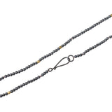 Matte Hematite and Brass Oval Bead Necklace with Oxidized Silver Clasp