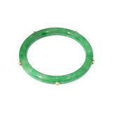 Green Jade Bangle with 18k Gold Accents and White Diamonds