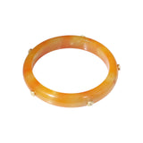 Amber Color Jade Bangle with 18k Gold Accents and Cognac Diamonds