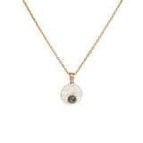 Ancient Path Pendant with Salt and Pepper Rose Cut Diamond on 14k Yellow Gold Chain