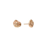 Gold Planet Textured Earrings in 14k Yellow Gold with White Diamonds