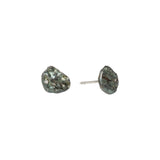 Dark Planet Textured Earrings in Oxidized Silver with Moissanite