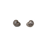 Tiny Solomon Post Earrings in Oxidized Silver with Moissanite