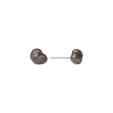 Tiny Solomon Post Earrings in Oxidized Silver with Moissanite