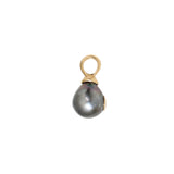 Dark Grey Baroque Tahitian Pearl Pendant with Sculptural Bail Cap