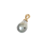 Light Silver Grey Baroque Tahitian Pearl Pendant with Sculptural Bail Cap in 14k Gold