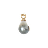 Light Silver Grey Baroque Tahitian Pearl Pendant with Sculptural Bail Cap in 14k Gold