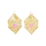 Gold with Neon Pink Earrings - Large