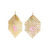 Gold with Neon Pink Earrings - Large