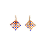 Mini Orange and Navy Check Earrings