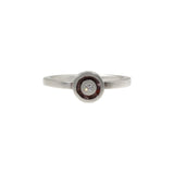 Stacking Circle Rings in Brushed Silver with White Diamond (Set of 3)