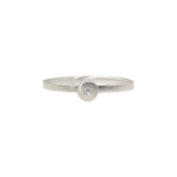 Stacking Circle Rings in Brushed Silver with White Diamond (Set of 3)
